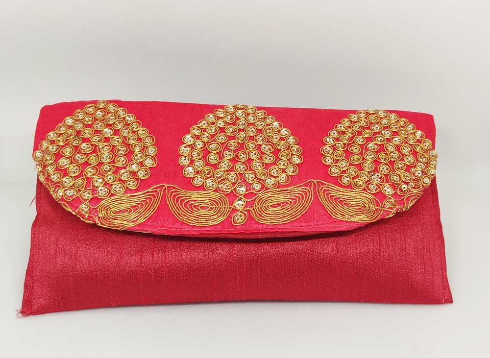 Raw Silk Floral Sitara Clutch - The One Shop - Return Gifts and More